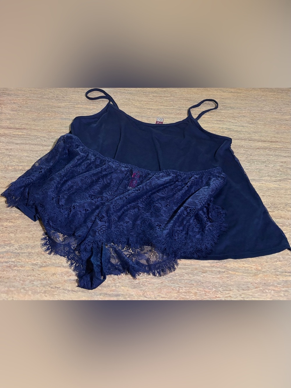 NWT Adore Me Women's Navy Lace Trim Cami and Shorts Sleep Set Size 1X